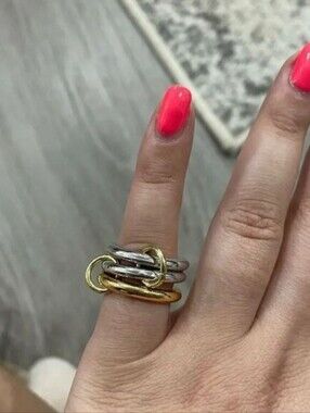 Layered trinity rings for women golg silver color contrast stackable rings trend